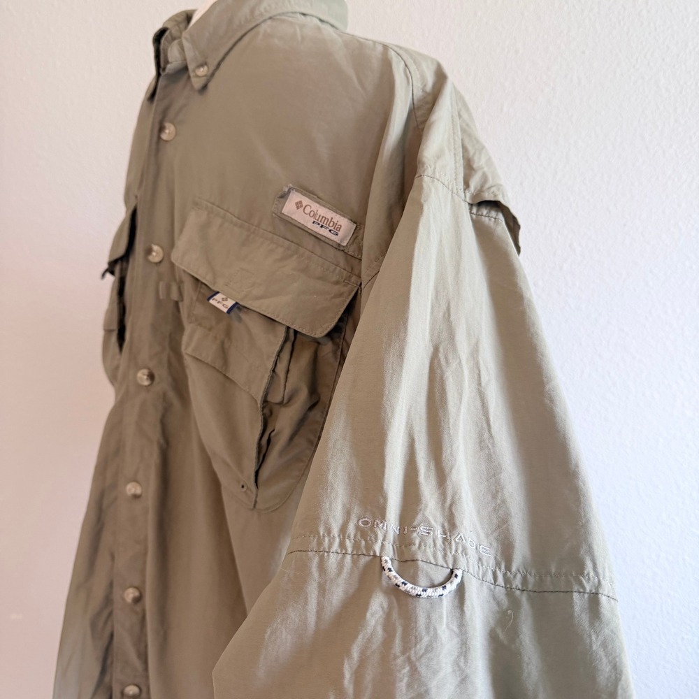 Columbia PFG Bahama II Long Sleeve Fishing Shirt Sage Green Omni-Shade Mens M - Picture 2 of 8